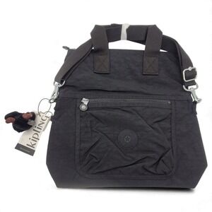 Kipling Nylon‎ Eleva Crossbody – Black Convertible Purse w/ Handle 11x8x4 in